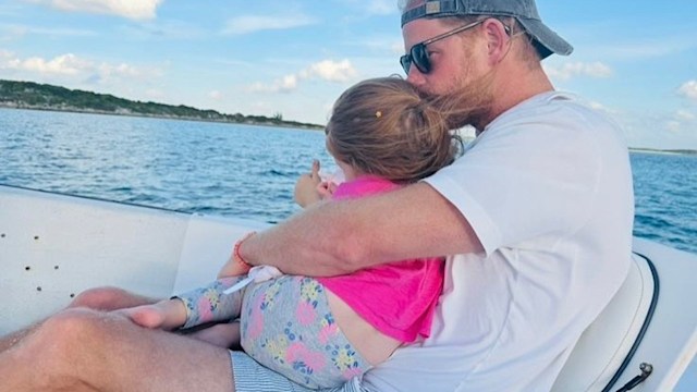 Prince Harry on boat with Lilibet
