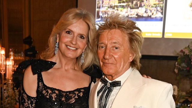 Penny Lancaster and Sir Rod Stewart attend The Prince's Trust Invest In Futures Gala Dinner at The Peninsula Hotel on February 29, 2024 in London, England.