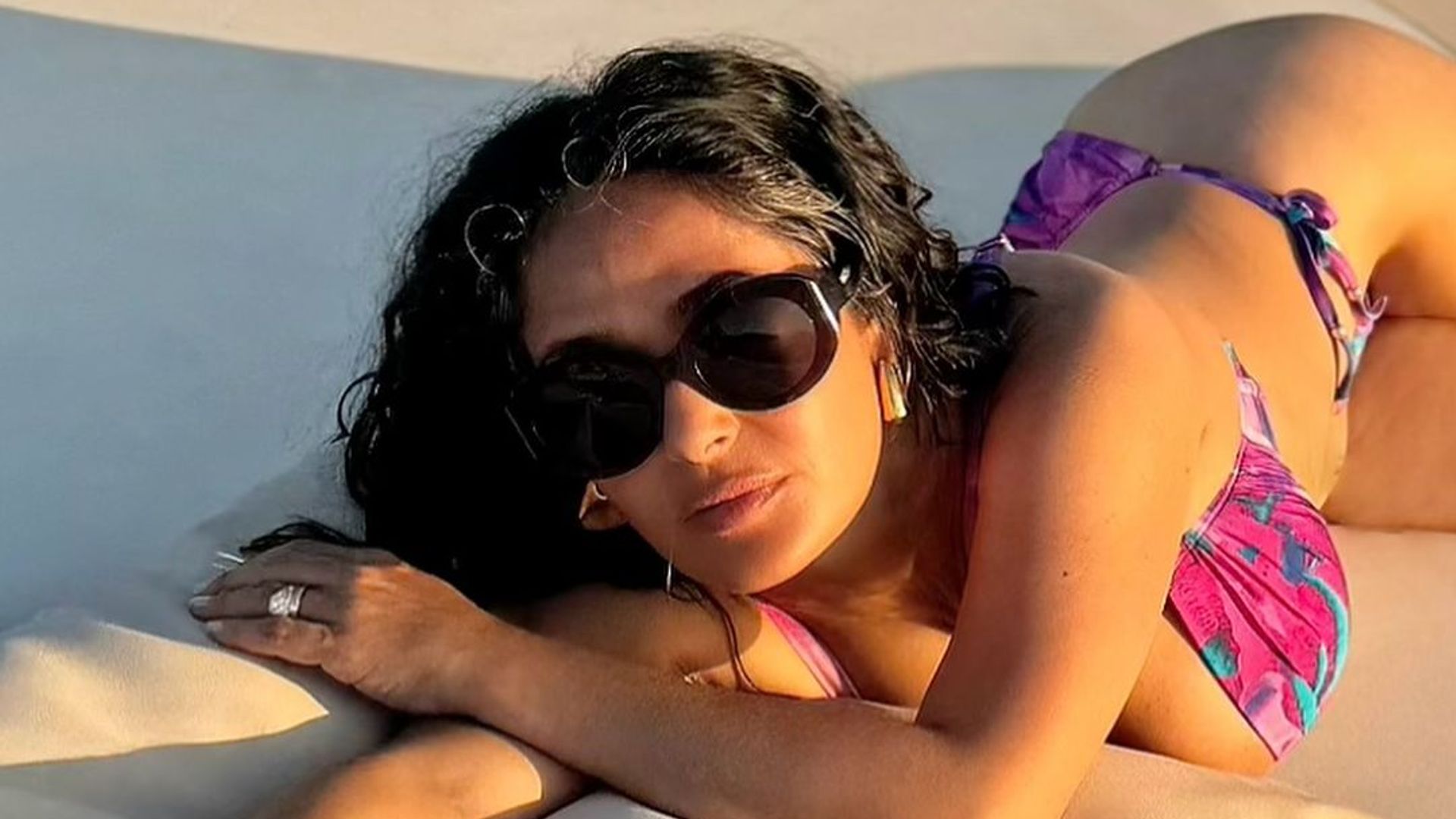 Salma Hayek showcases her incredible physique in daring swimsuit photos as she celebrates her 58th birthday