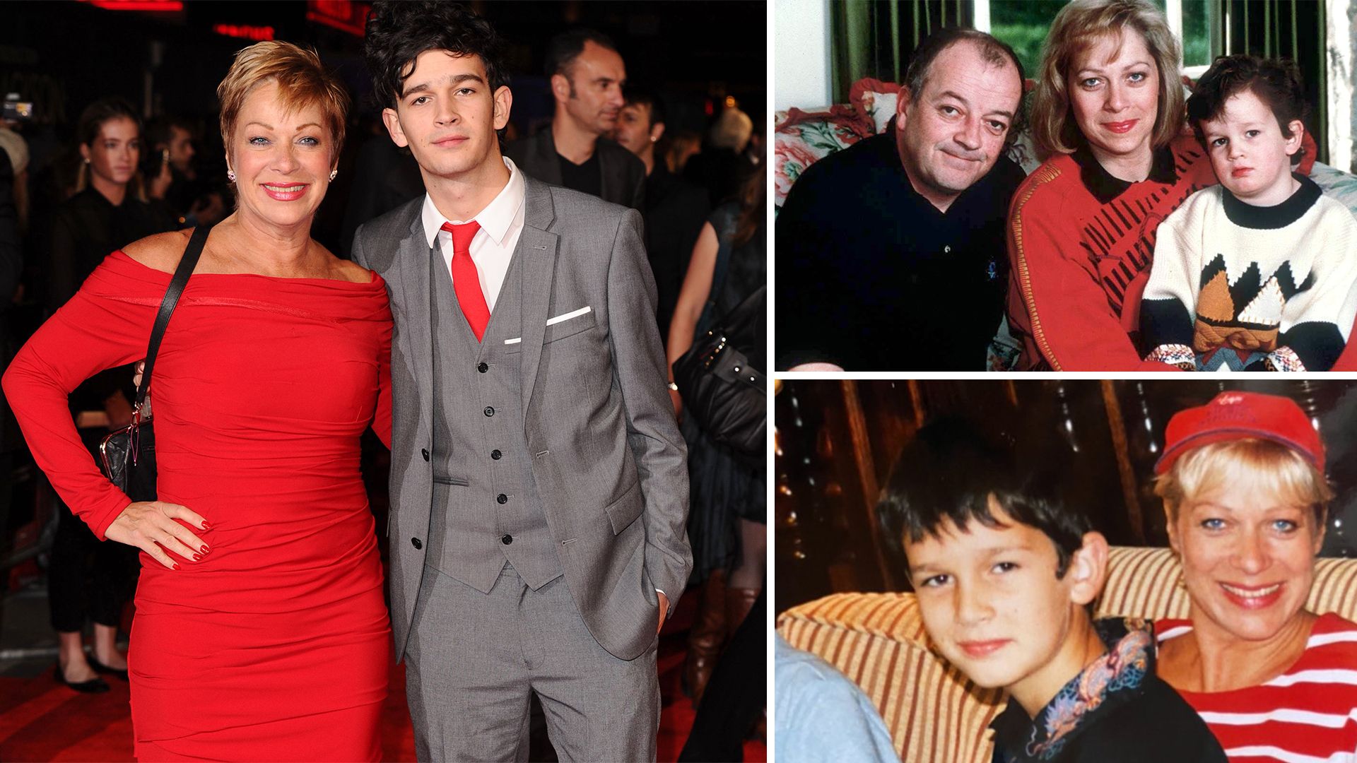 Denise Welch and Matty Healy throughout the years
