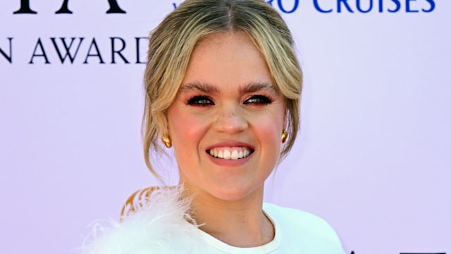 Ellie Simmonds in a white feathered dress