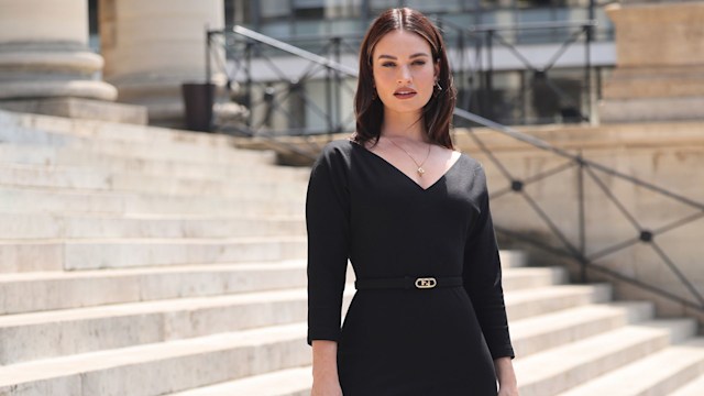 lily james in black dress