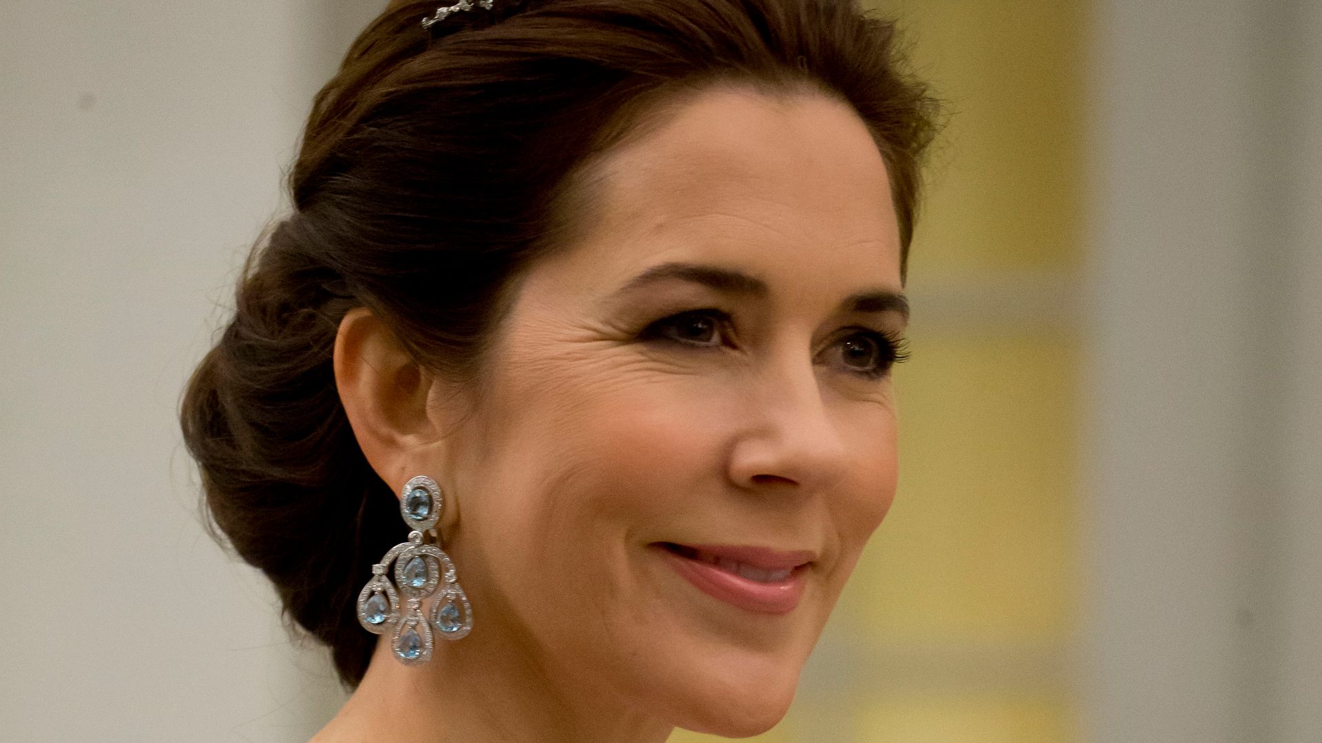 Crown Princess Mary in white dress and tiara
