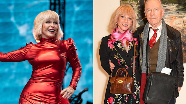 Split image of Toyah Willcox in a red dress and one of her with Robert Fripp