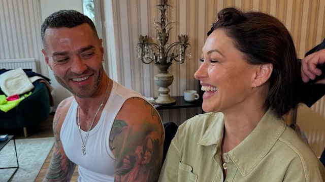 Matt and Emma Willis sitting together and laughing 