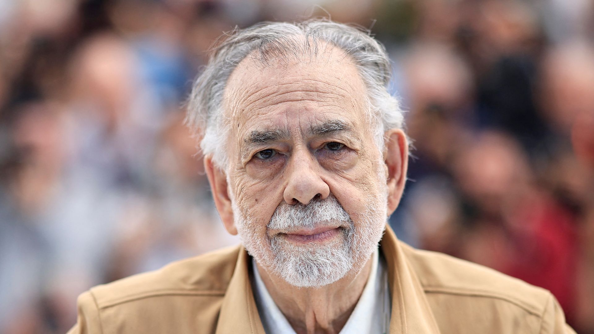 US director Francis Ford Coppola poses during a photocall for the film "Megalopolis" at the 77th edition of the Cannes Film Festival in Cannes, southern France, on May 17, 2024.