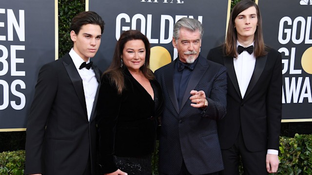 Dylan Brosnan, Keely Shaye Smith, Pierce Brosnan and Paris Brosnan attend the 77th Annual Golden Globe Awards at The Beverly Hilton Hotel on January 05, 2020 in Beverly Hills, California