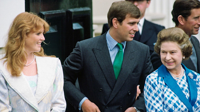 Sarah Ferguson with her ex-husband Prince Andrew and the Queen