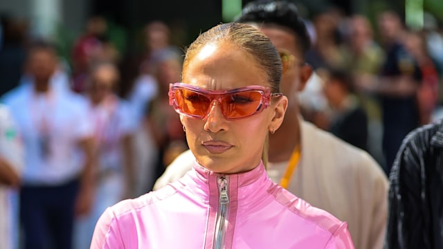 Jennifer Lopez walks in the paddock as a guest of Ferrari during qualifying ahead of the F1 Grand Prix of Saudi Arabia at Jeddah Corniche Circuit on April 19, 2025 in Jeddah, Saudi Arabia