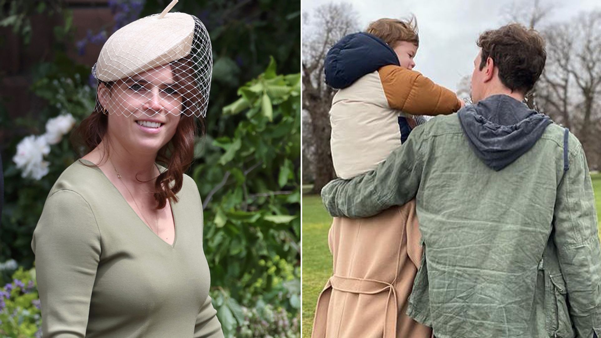 A split image of Princess Eugenie and her with Jack and her son