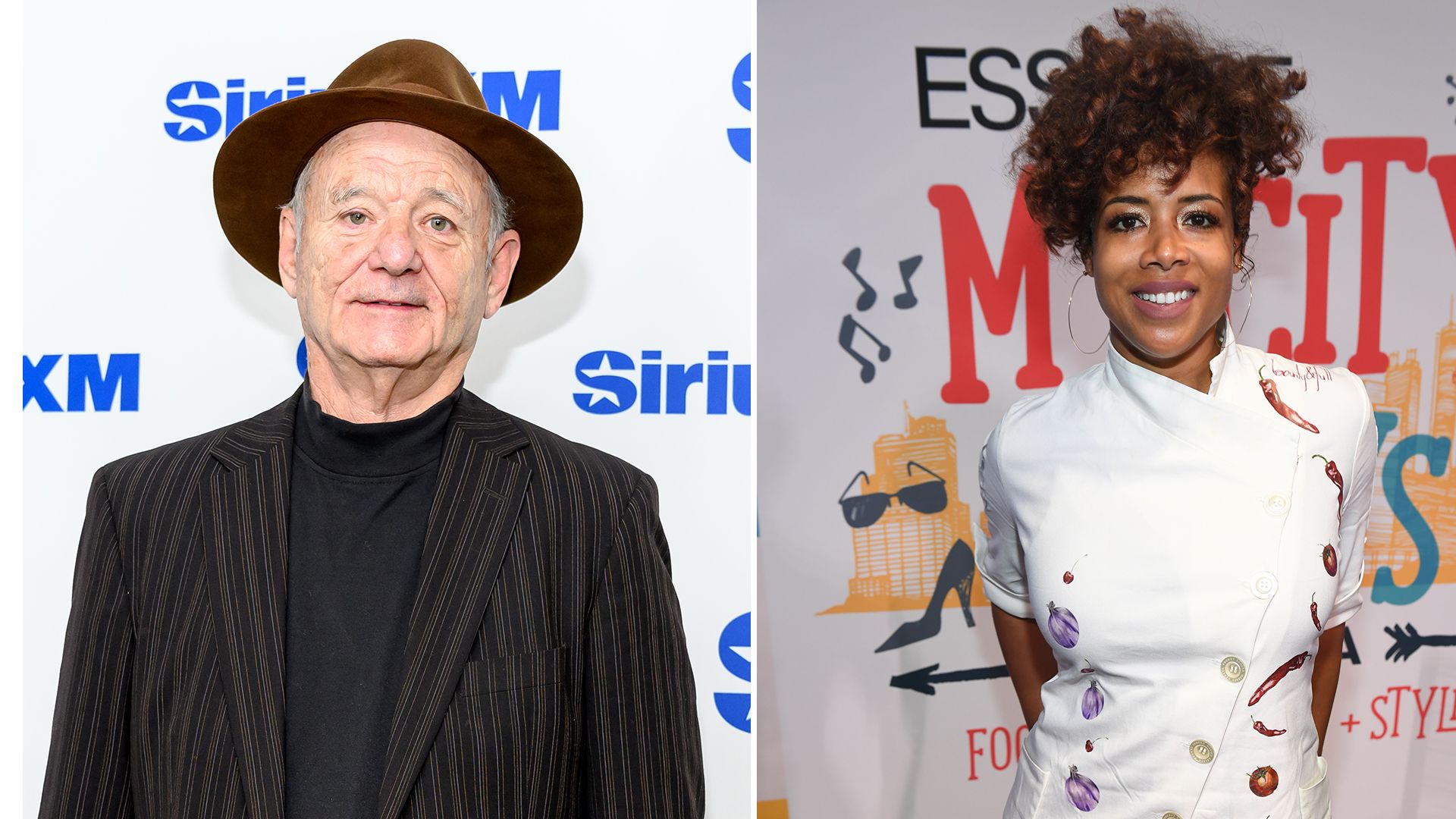 split photo bill murray and kelis smiling for camera
