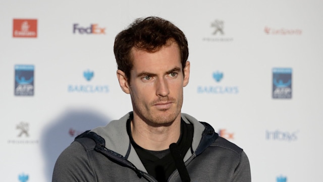 Andy Murray of Great Britain at a press conference after his victory against Stan Wawrinka of Switzerland on day six of the ATP World Tour Finals at the O2 Arena on November 18, 2016 in London, England.