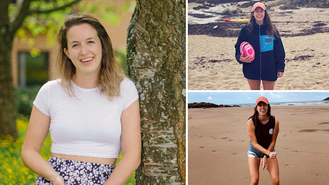 Triple shot of a woman at the beach / in nature