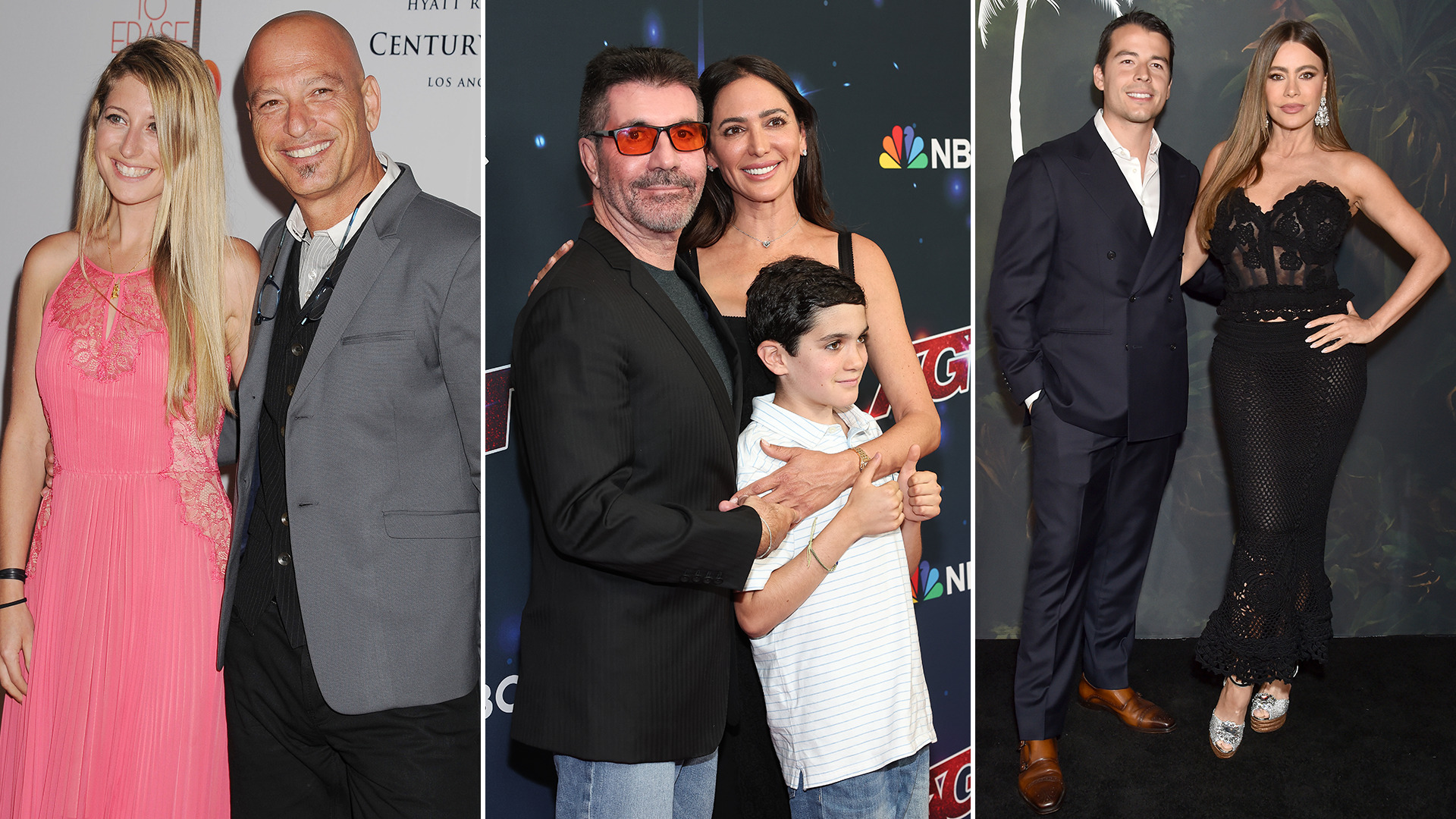 split image showing Howie Mandel, Simon Cowell and Sofia Vergara with their kids