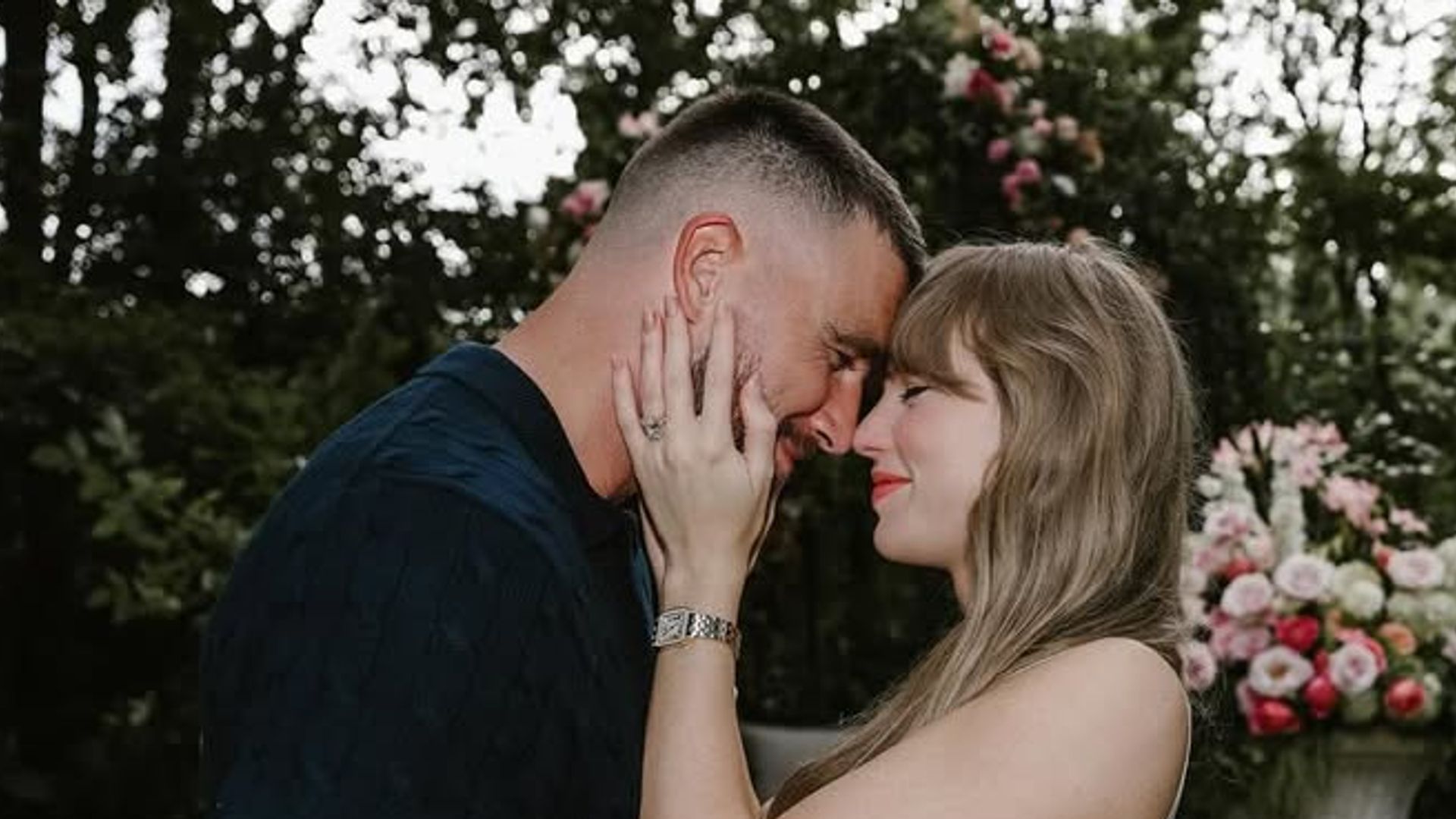 Taylor Swift and Travis Kelce's engagement, shared on Instagram