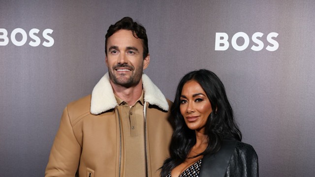 Thom Evans and Nicole Scherzinger are seen arriving at the Boss Fashion Show during the Milan Fashion Week Womenswear Spring/Summer 2023 on September 22, 2022 in Milan, Italy
