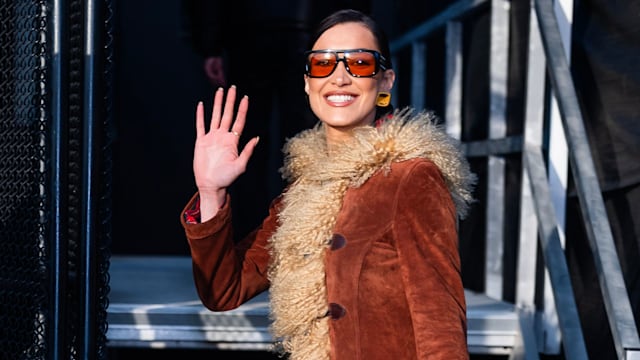  Bella Hadid is seen at the West Side Heliport on January 25, 2025 in New York City. 