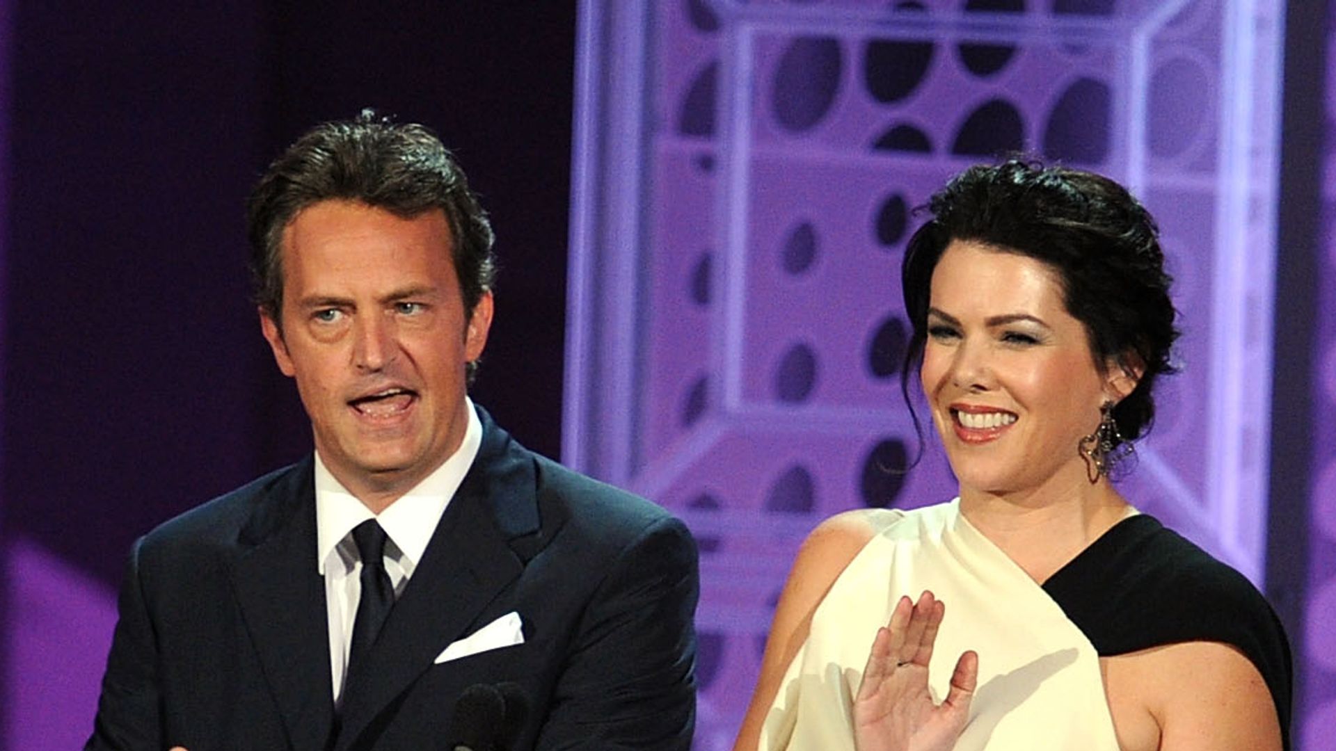 LOS ANGELES, CA - AUGUST 29:  Actors Matthew Perry (L) and Lauren Graham present the Guest Actress & Actor In A Comedy Series awards onstage at the 62nd Annual Primetime Emmy Awards held at the Nokia Theatre L.A. Live on August 29, 2010 in Los Angeles, California.  (Photo by Kevin Winter/Getty Images)