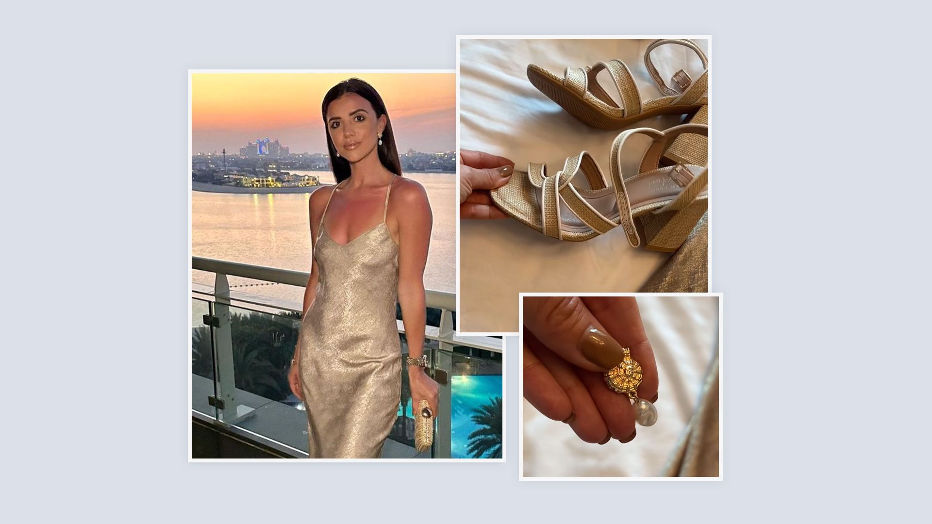 Lucy Meck is a golden goddess in 'classy' £32.99 New Look dress & she's giving me holiday inspiration with the accessories too