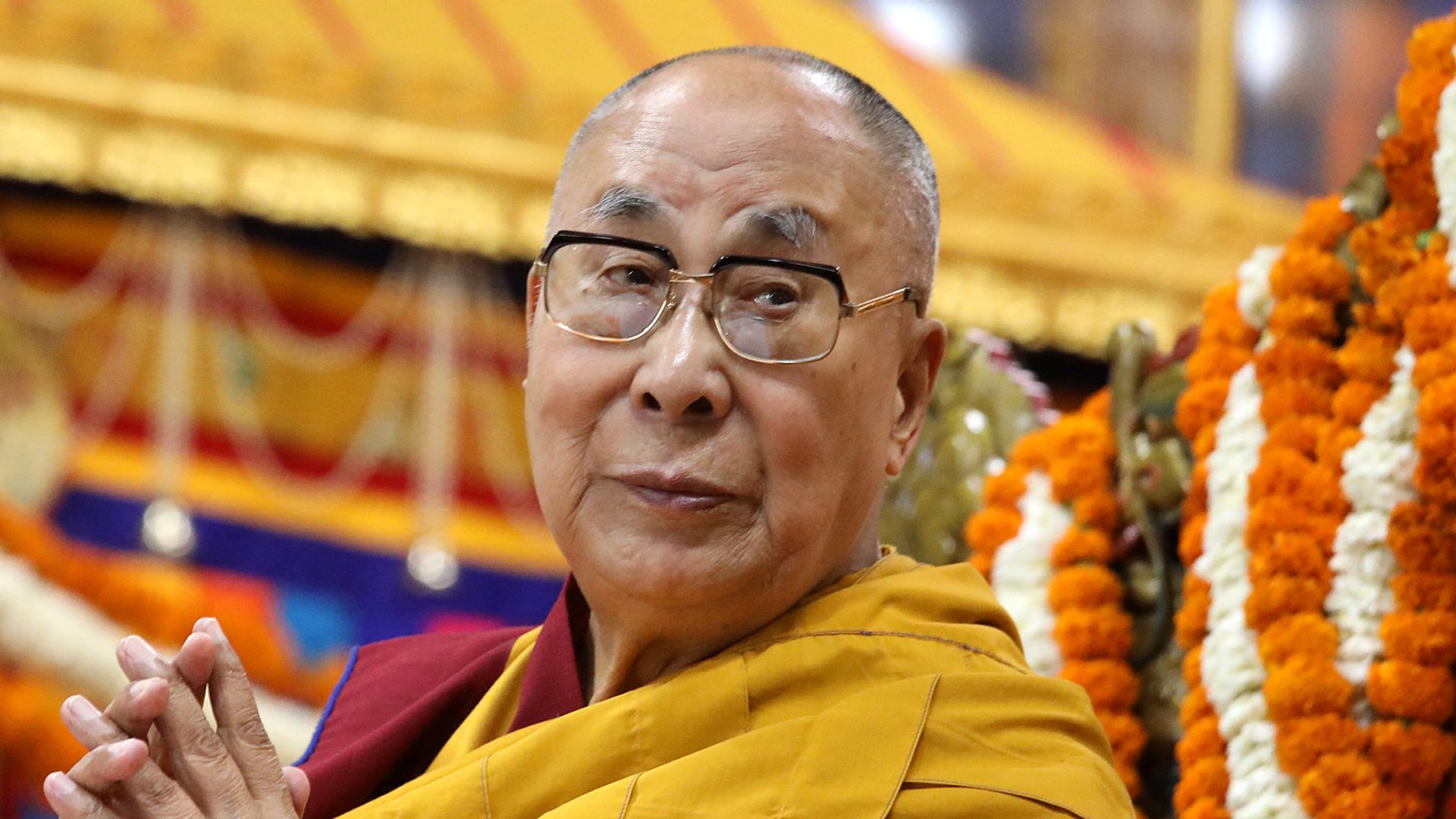 Tibetan spiritual leader Dalai Lama attends a prayer ceremony offered to him for his long life at the Main Tibetan Temple in McLeod Ganj 