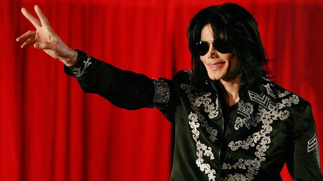 Michael Jackson at the press conference announcing his 2009 comeback tour