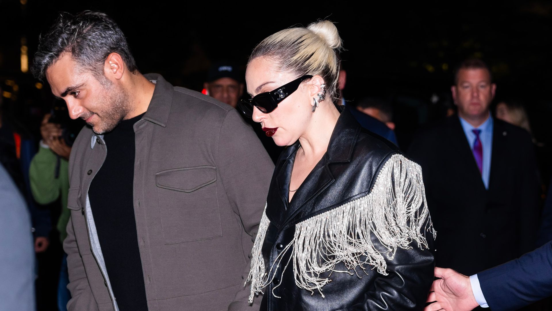 Lady Gaga and Michael Polansky are seen in Midtown 