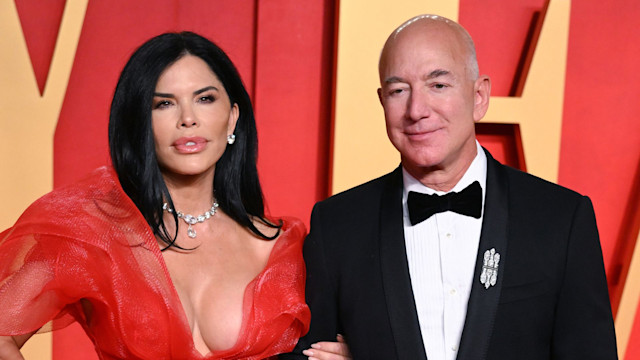 Lauren Sanchez and Jeff Bezos attend the 2024 Vanity Fair Oscar Party hosted by Radhika Jones at the Wallis Annenberg Center for the Performing Arts on March 10, 2024 in Beverly Hills, California