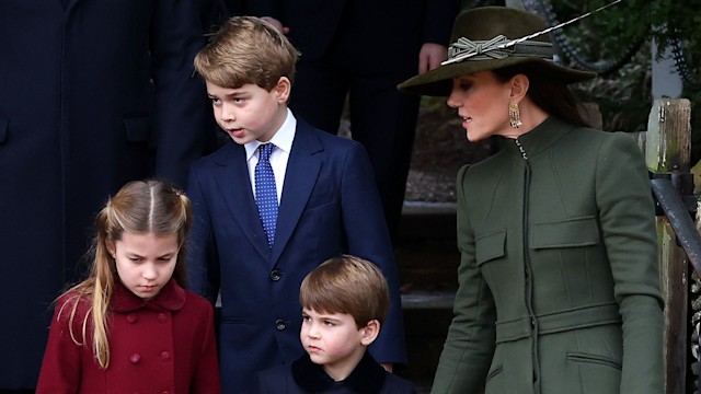 Kate leaving church with children at Christmas