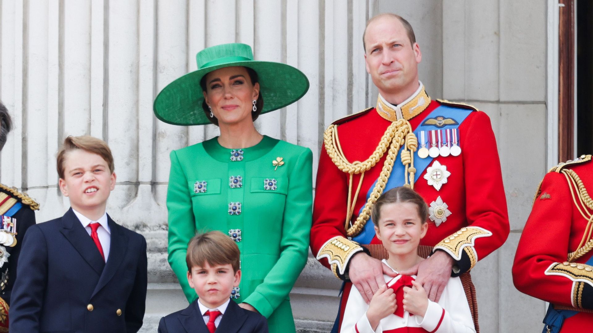 William and Kate on balcony with kids