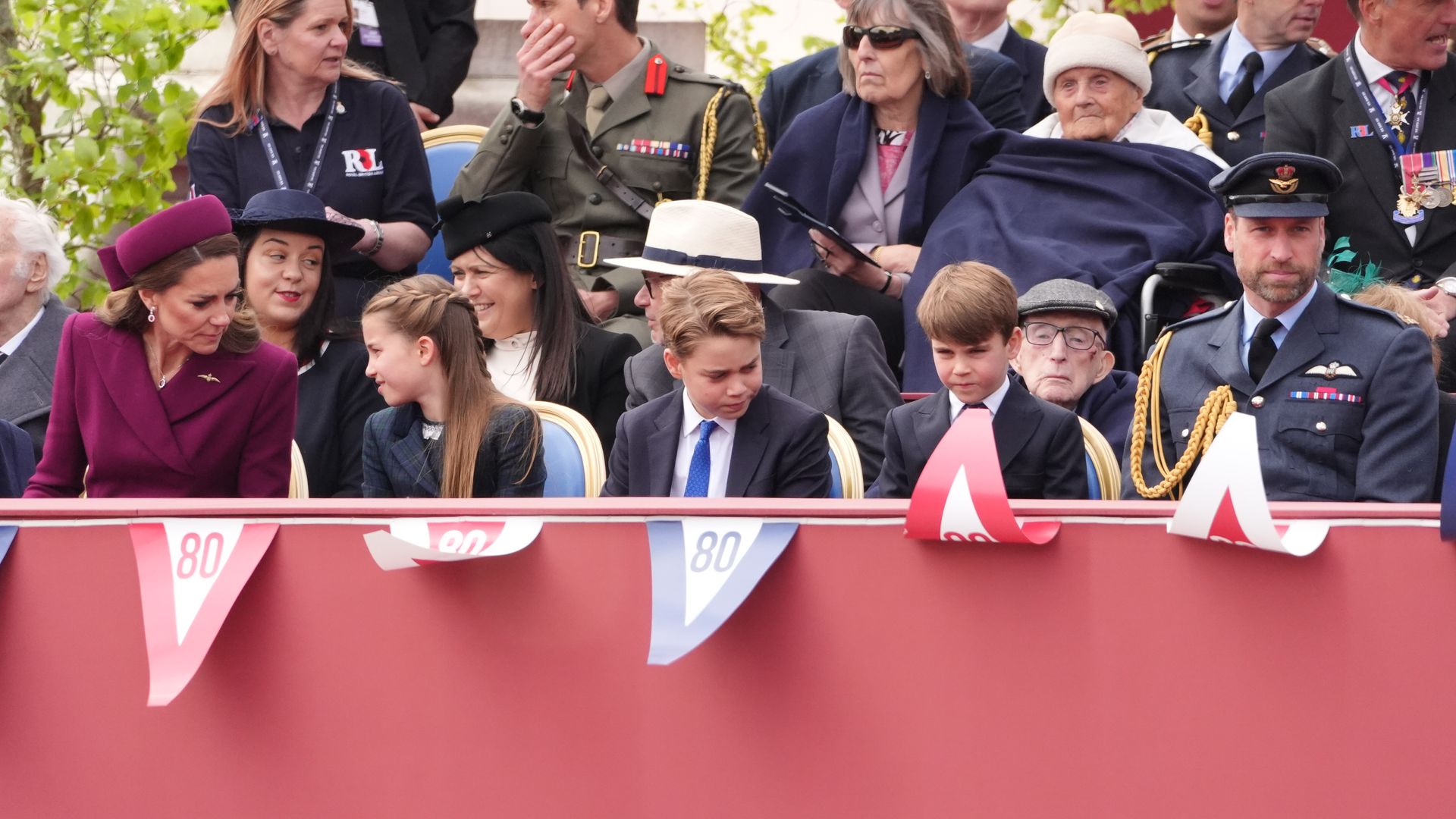 Prince William and Princess Kate reunite with King Charles for VE Day flypast