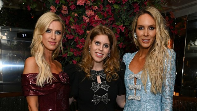 Nicky Hilton Rothschild, Princess Beatrice of York and Rebecca Vallance attend a cocktail party hosted by Nicky Hilton and Rebecca Vallance to celebrate the launch of their Holiday Collection at The Bar at Gaia on October 22, 2024 in London, England. (Photo by Sam Simpson/Dave Benett/Getty Images for Rebecca Vallance)