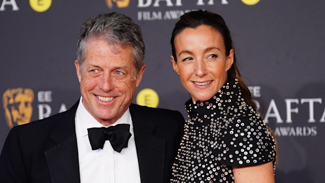 Hugh Grant and Anna Elisabet Eberstein attending the EE Bafta Film Awards 2025, at the Royal Festival Hall, Southbank Centre, London. Picture date: Sunday February 16, 2025