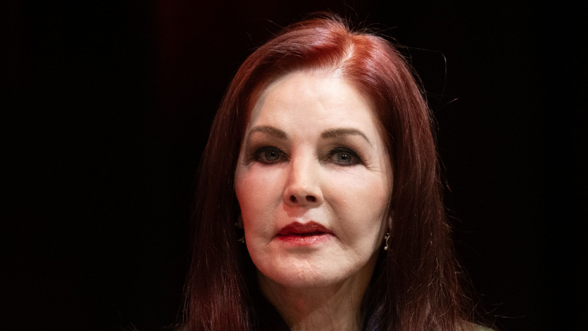 Priscilla Presley speaks at a press conference ahead of her talk show "An intimate evening with Priscilla Presley". Presley is a guest at the Jugendstil Theater with her talk show