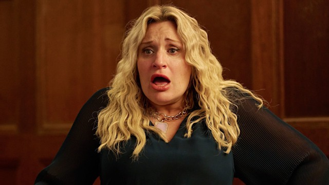 Blonde woman in court room