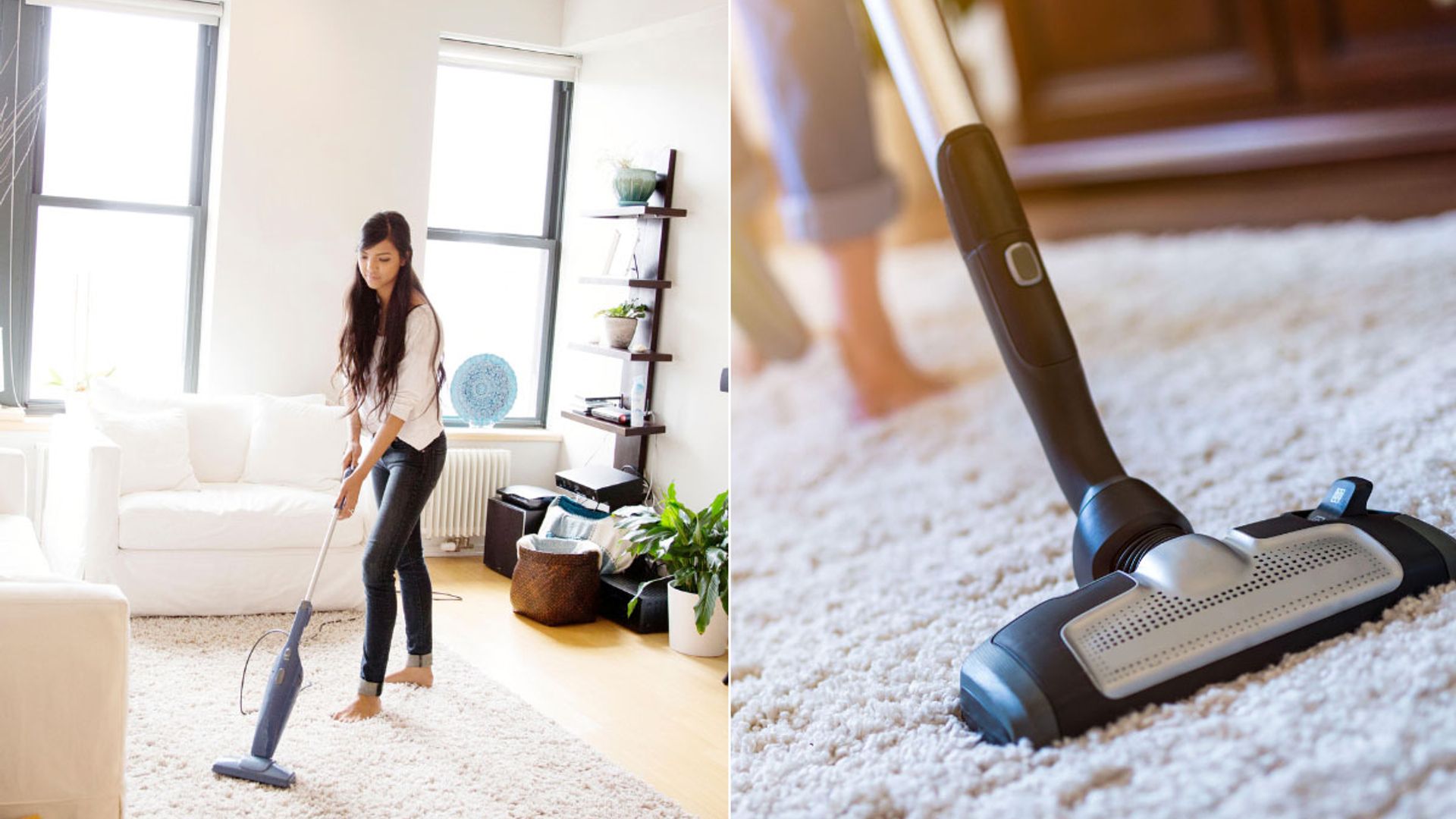 vacuuming at home