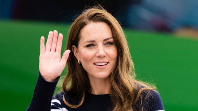 Catherine, Duchess Of Cambridge and Ben Ainslie during her visit to the 1851 Trust and the Great Britain SailGP Team on July 31, 2022