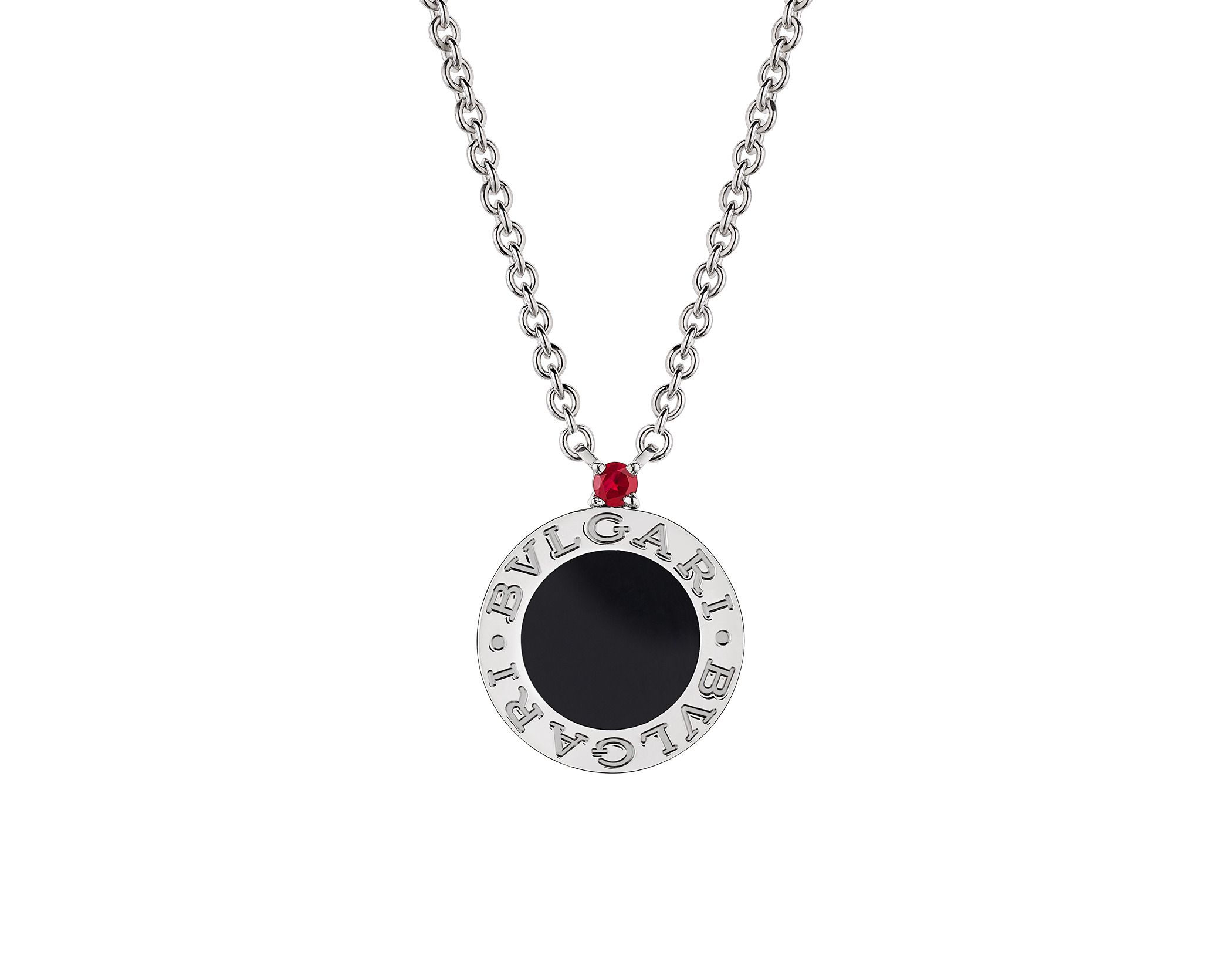 bvlgari silver pendant with ruby 