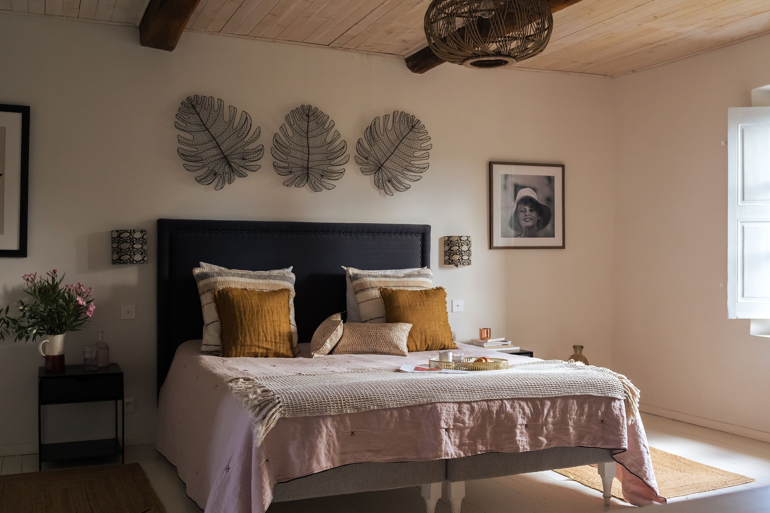 One of the large bedrooms with a nature theme in Domaine Mirabeau Provençal manor house