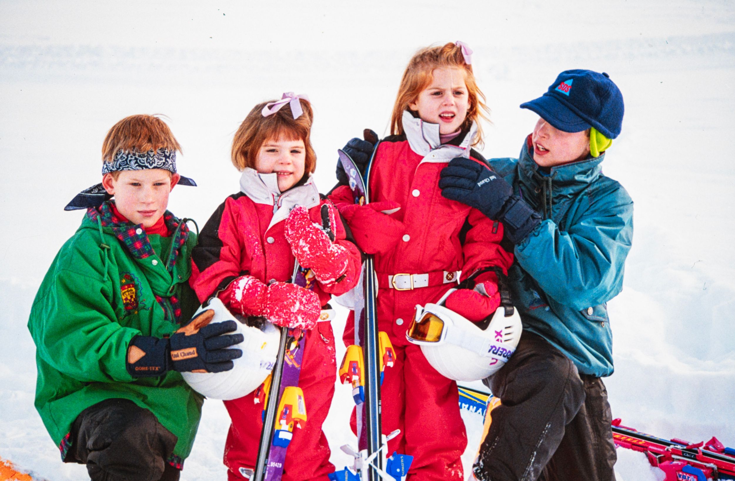 Prince William, Prince Harry, Princess Beatrice and Princess Eugenie in Klosters, Switzerland