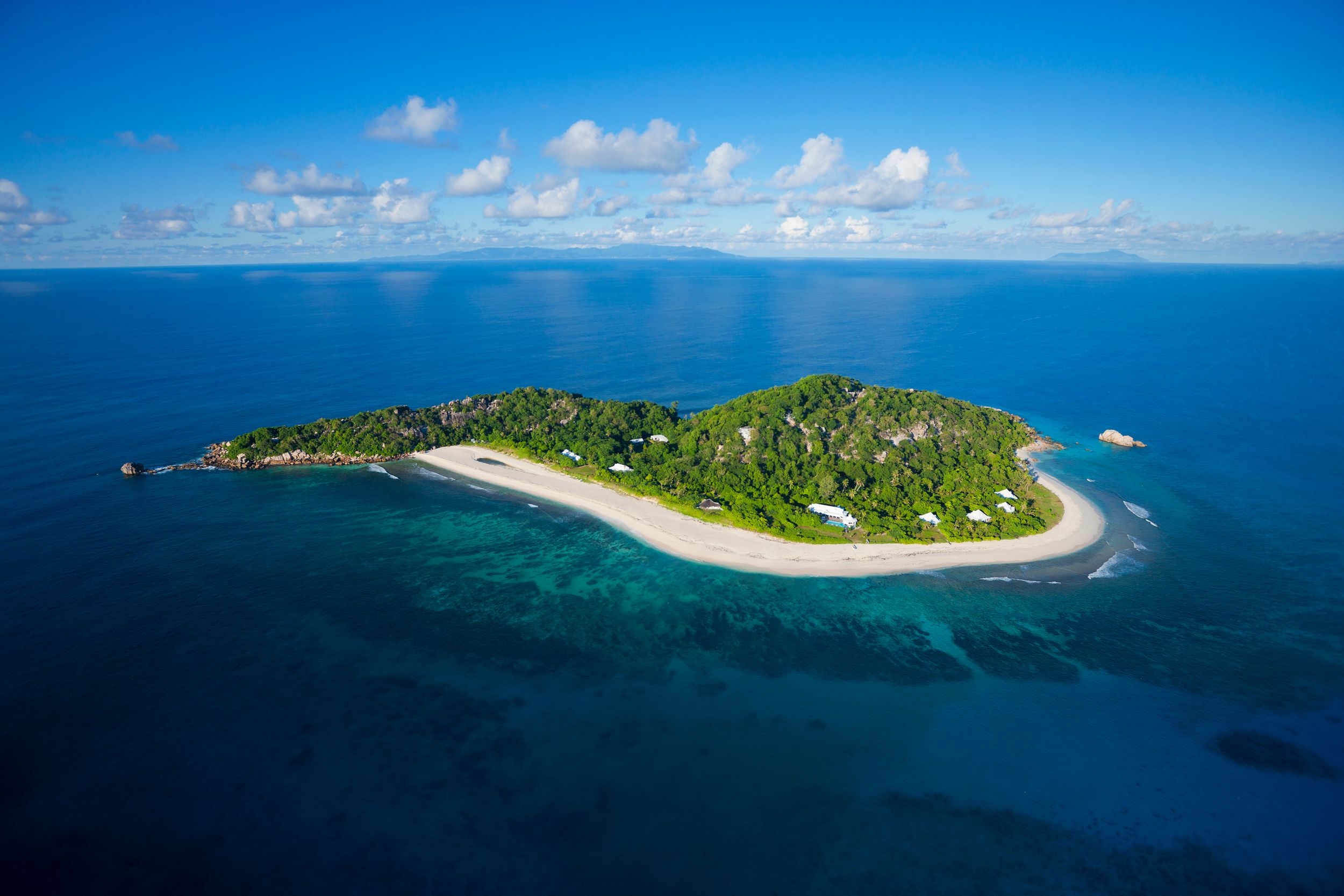 Aerial view of Cousine island.Seychelles