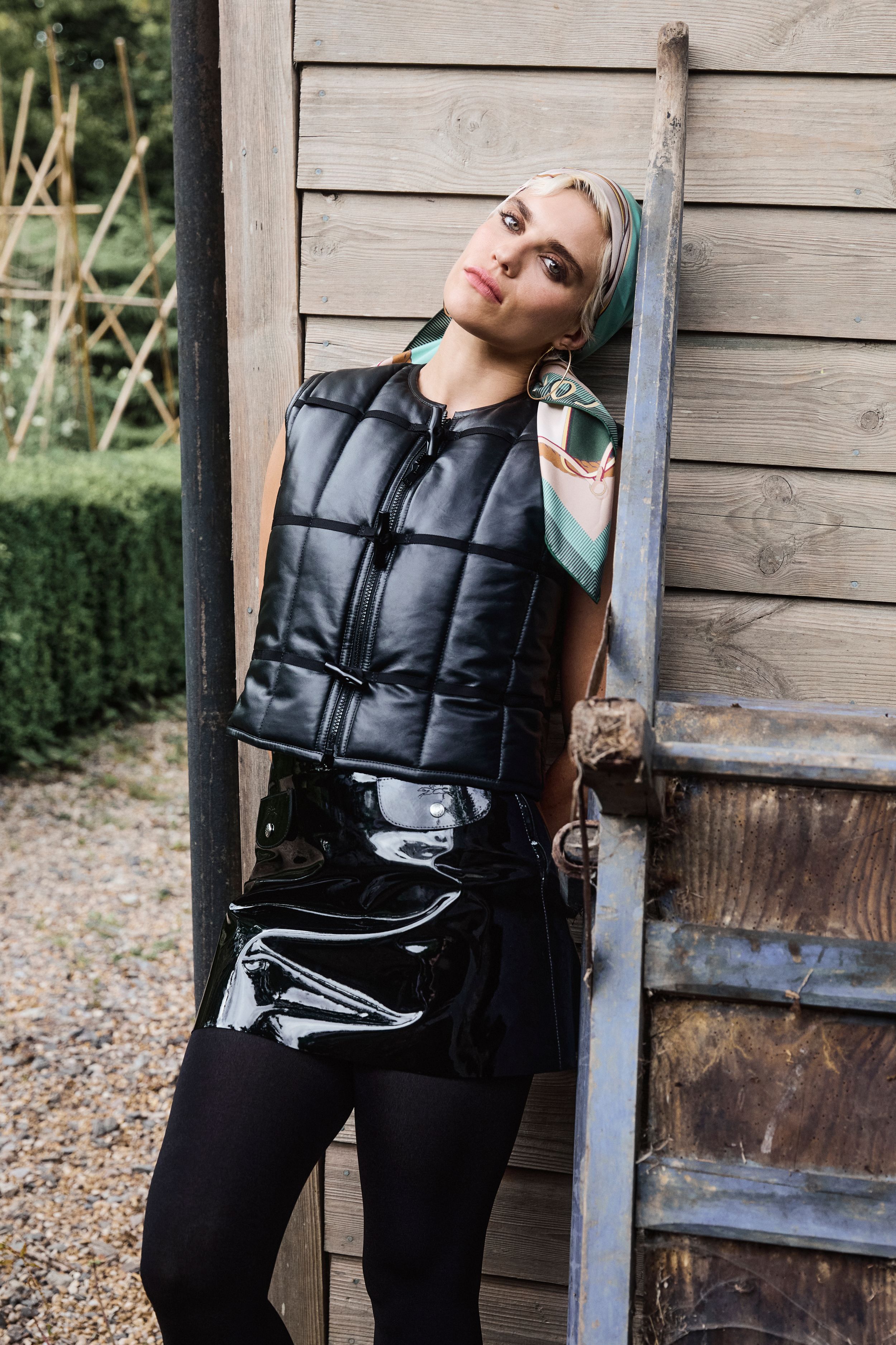 tigerlily taylor in quilted black vest