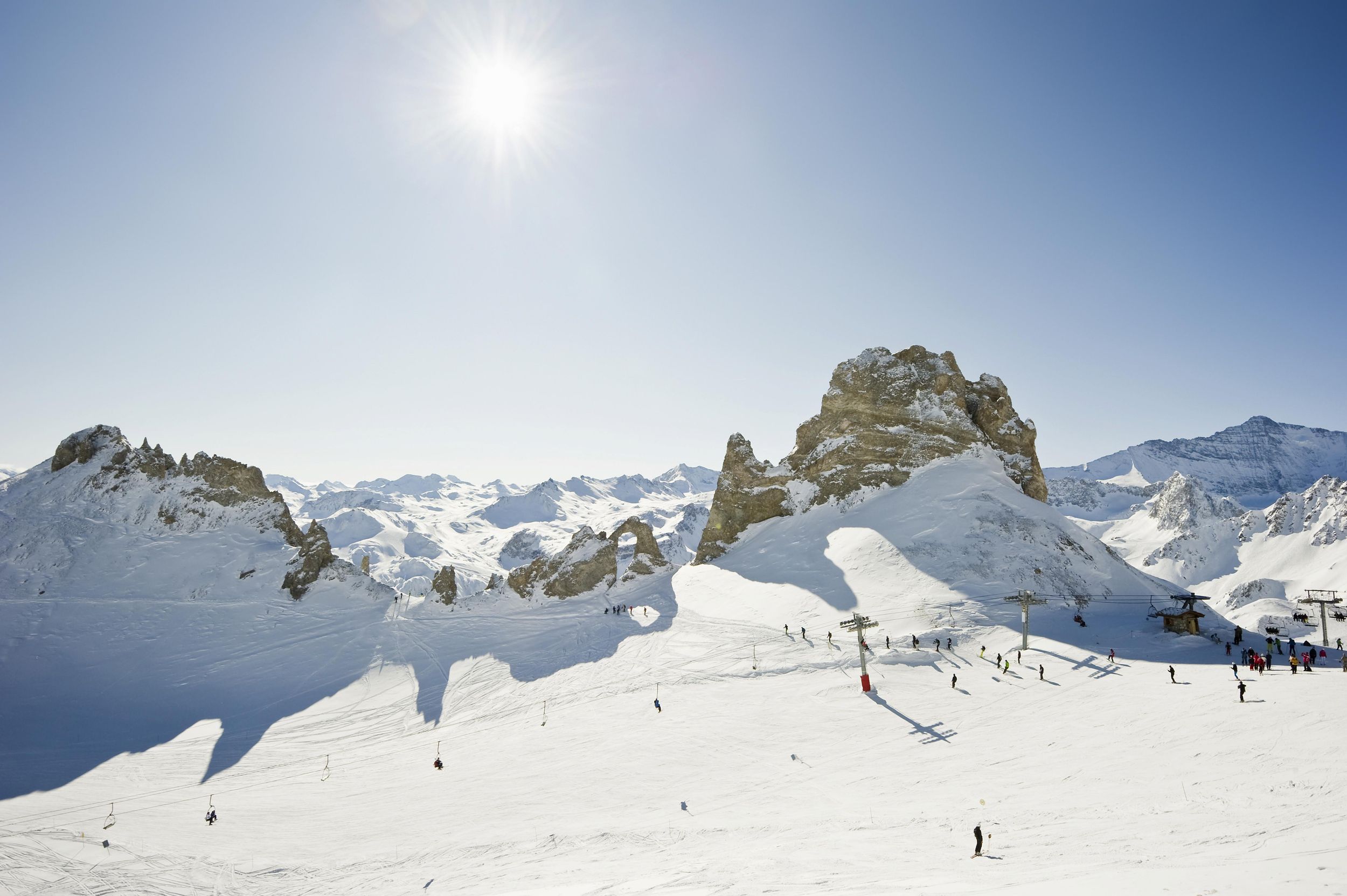 Snow-covered mountain landscape, Aiguille Percee, Tignes, Val d'Isere