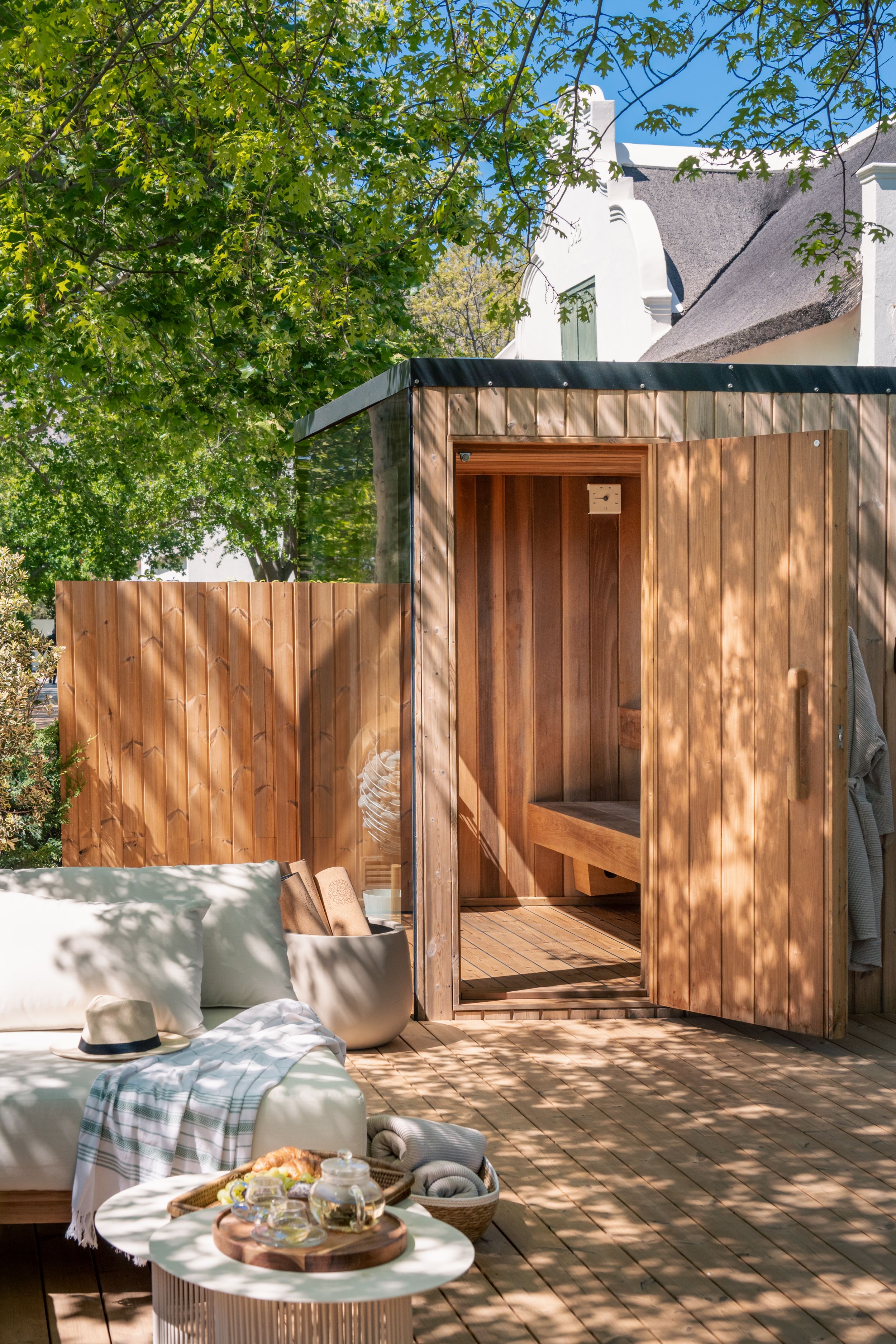 The outside sauna at Steenberg