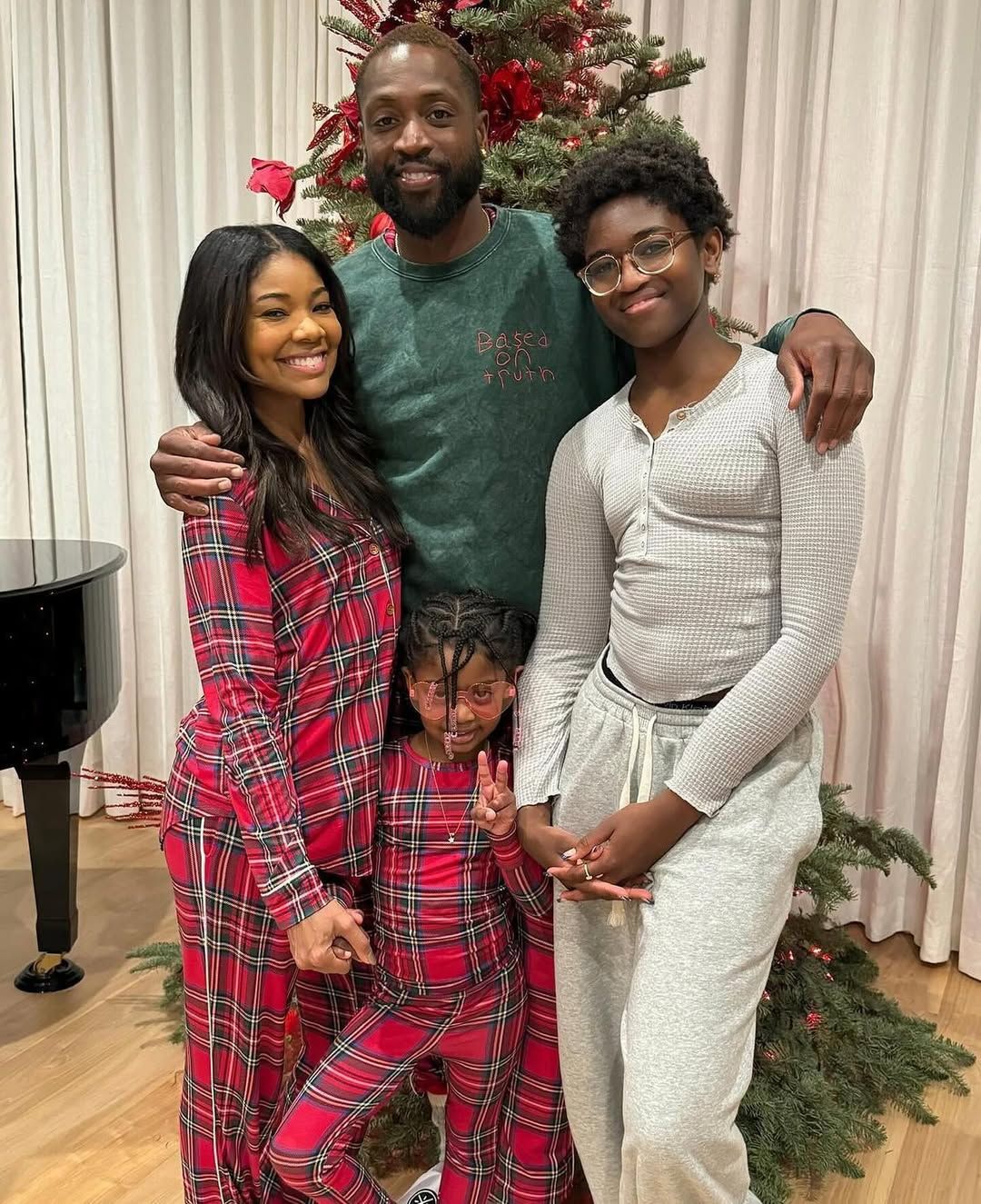 Gabrielle Union and her family in pyjamas