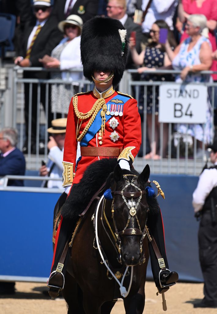 Prince William in bearskins riding a horse