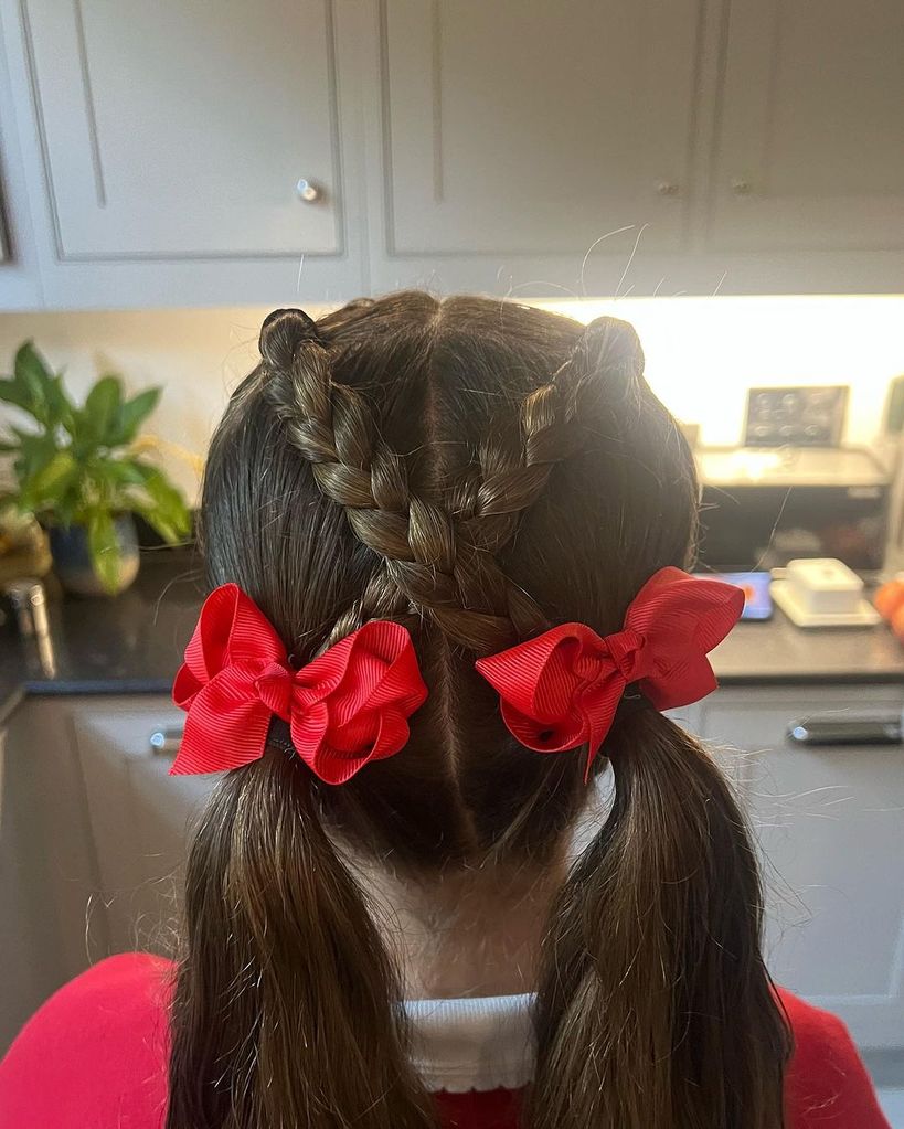 The final look involved criss-crossing braids finishing in bunches