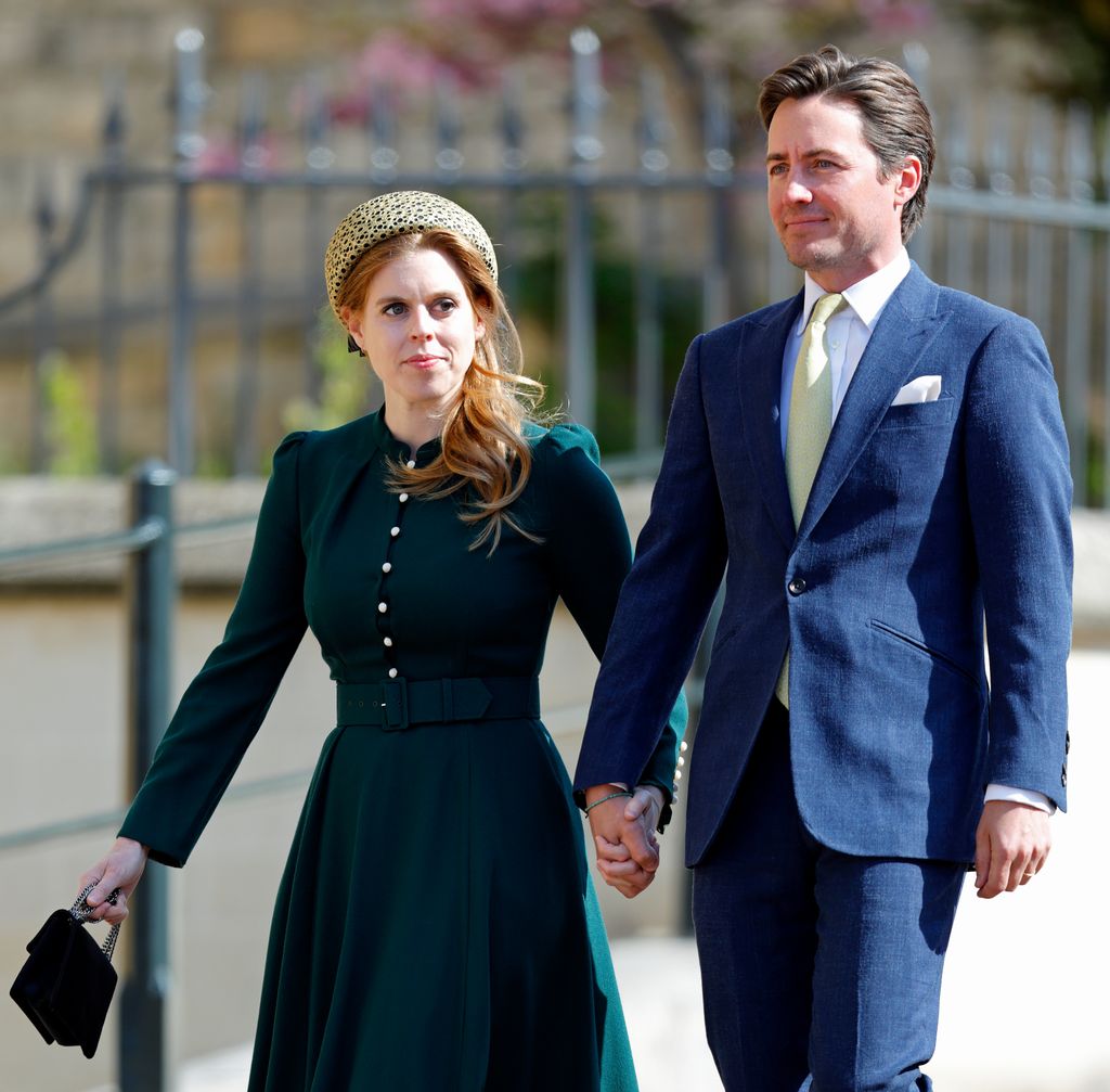 Princess Beatrice in green dress and headband