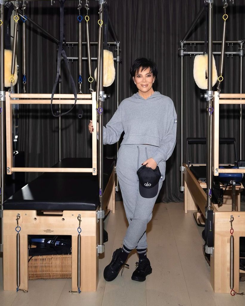 Kris Jenner posed in her Reformer Pilates studio at her Los Angeles home