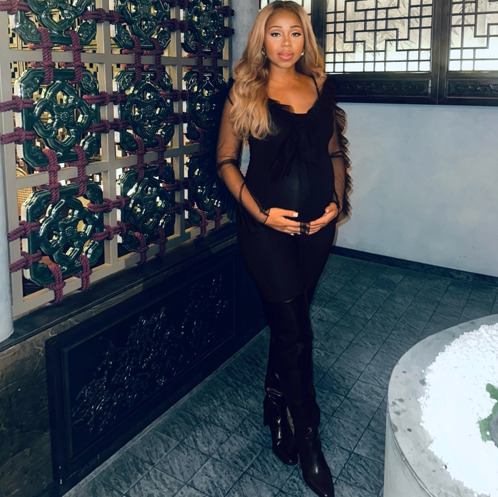 Photo shared by Somara Theodore December 2025 confirming she is officially nine months pregnant