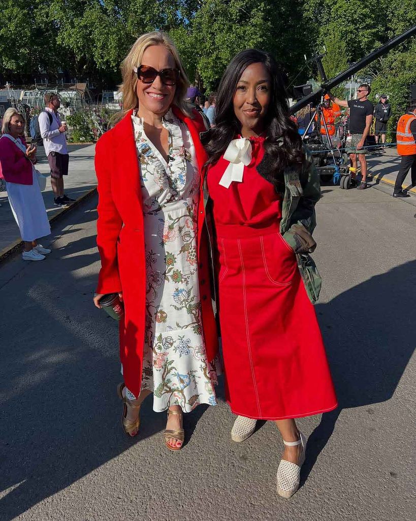 Sophie Raworth and Angelica Bell at Chelsea Flower Show